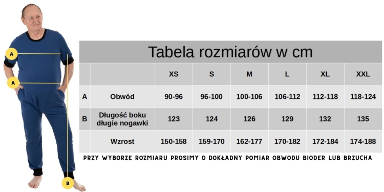 Tabela rozmiarów body dla seniora P7 Alica24